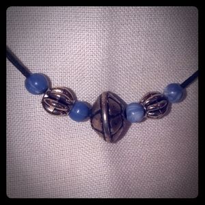 NECKLACE blue and silver beads